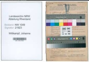 Entnazifizierung Johanna Wittkampf , geb. 22.04.1890 (Lehrerin)