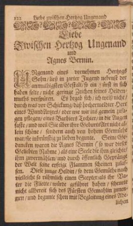 Liebe Zwischen Hertzog Ungenand und Agnes Bernin.