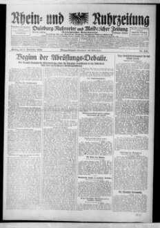 Rhein- und Ruhrzeitung : Tageszeitung für das niederrheinische Industriegebiet und den linken Niederrhein : das Blatt der westdeutschen Binnenschiffahrt