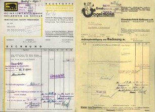 Rechnungen, Briefbögen, Postkarten u.ä. von Heilbronner Firmen mit typografischer Gestaltung Anfangsbuchstabe T - Z