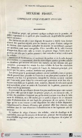 Deuxième projet, comprenant cinquante-huit cellules