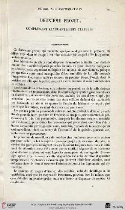 Deuxième projet, comprenant cinquante-huit cellules