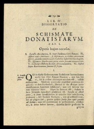 Lib. IV. Dissertatio De Schismate Donatistarum