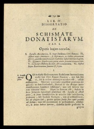 Lib. IV. Dissertatio De Schismate Donatistarum