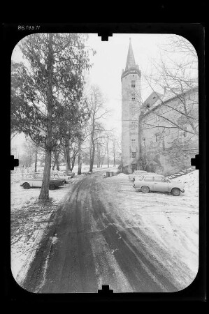 Jessen (Elster). Schloß (18. Jh., Umbau 19. Jh.). Ansicht mit Schloßturm von Südwest