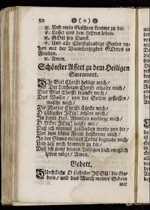 Schönster Affect zu dem heiligen Sacrament