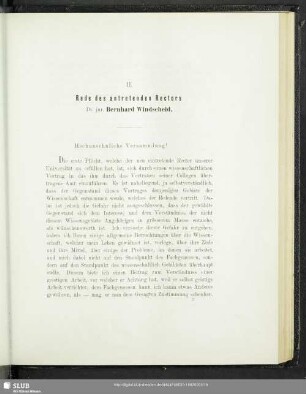 II. Rede des antretenden Rectors Dr. jur. Bernhard Windscheid : Recht und Rechtswissenschaft
