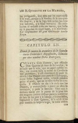 Capitulo LII. Donde se cuenta la aventùra de la segunda dueña Dolorida ô Angustida, [...]