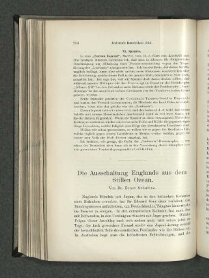 Die Ausschaltung Englands aus dem Stillen Ozean.