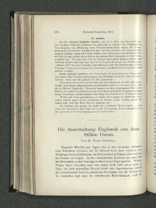 Die Ausschaltung Englands aus dem Stillen Ozean.