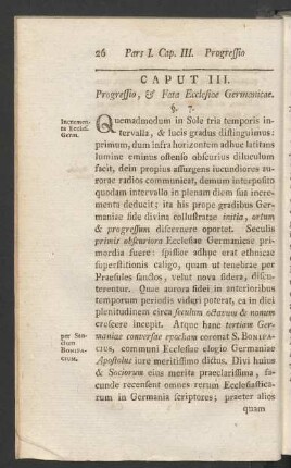 Caput III. Progresso, & Fata Ecclesiae Germanicae