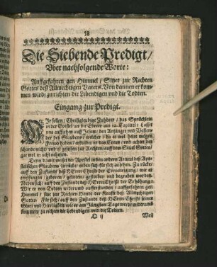 [Die Siebende Predigt. - Die Neundte Predigt.]