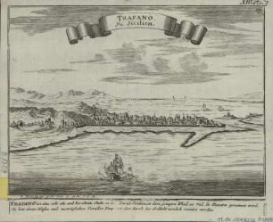 Ansicht von Trapani, Sizilien, Italien, Kupferstich, um 1720 : Trapano In Sicilien : Cum Gr. et Priv S.C.M. / G. Bodenehr fec. et Ex.. - [Augsburg] , [um 1720]. - 1 Ansicht : Kupferstich ; 19 x 14 cm +++ Oben rechts: 172 /// Auch enth. in: Curioses Staats- und Kriegs-Theatrum