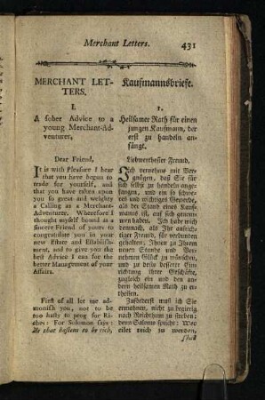 Merchant Letters Kaufmannsbriefe
