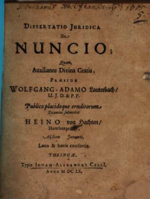 Dissertatio Juridica De Nuncio