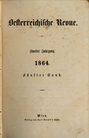 Österreichische Revue. 1864,5/6 = Jg. 2
