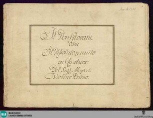 Don Giovanni. Arr - Don Mus.Ms. 1388 : vl (2), vla, vlc; KV 527
