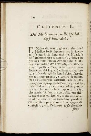 Capitolo II. Dell Medicamento dello Spedale degl' Incuranili.