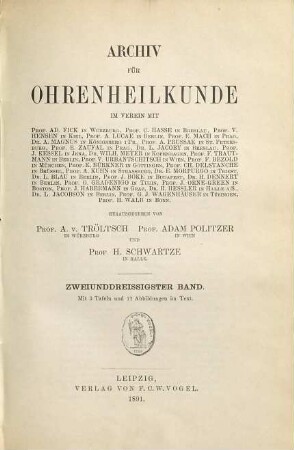 Archiv für Ohrenheilkunde. 32. 1891
