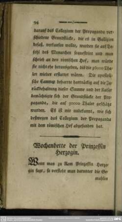 Wochenbette der Prinzessin Herzogin