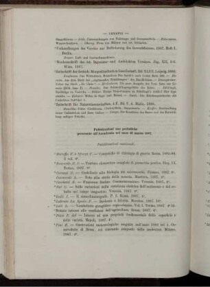 Pubblicazioni non periodiche pervenute all' Accademia nel mese di marzo 1887.