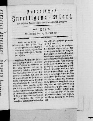 7tes Stück, Ausgabe vom 13. Februar 1805