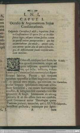 Caput I. Occasio & Argumentum huius Considerationis