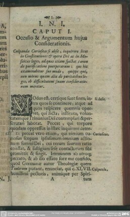 Caput I. Occasio & Argumentum huius Considerationis