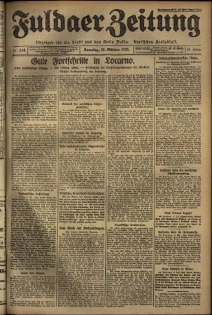 Ausgabe vom Samstag, den 10. Oktober 1925.