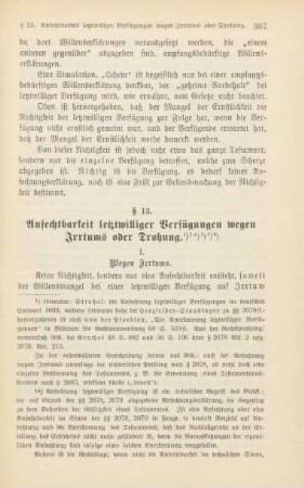 § 13. Anfechtbarkeit letztwilliger Verfügungen wegen Irrtums oder Drohung