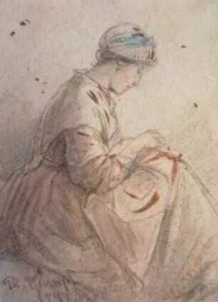 Frau mit Handarbeit