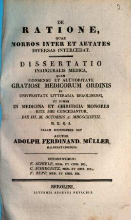 De ratione quae morbos inter et aetates diversas intercedat : diss. inaug. med.
