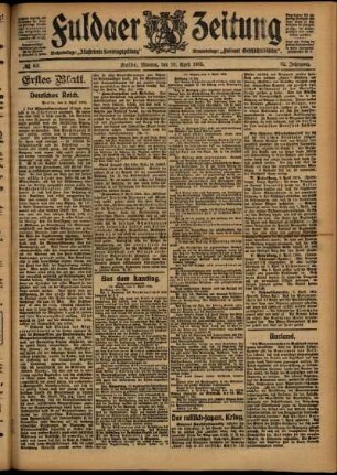 Erste Ausgabe vom Montag, den 10. April 1905.