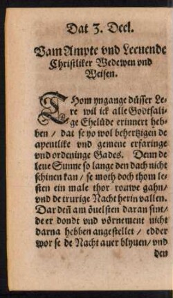 Dat 3. Deel. Vam Ampte und Leevende Christliker Wedewen und Weisen.