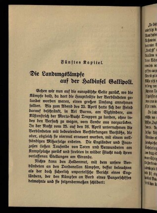 120-128, Fünftes Kapitel: Die Landungskämpfe auf der Halbinsel Gallipoli.