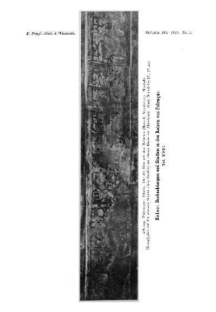 Taf. XVIII. - [Palenque, Palacio, das alte Haus mit den Malereien, Westhalle, Hieroglyphen auf der obersten Schicht eines Streifens am oberen Rande der Mittelwand.]