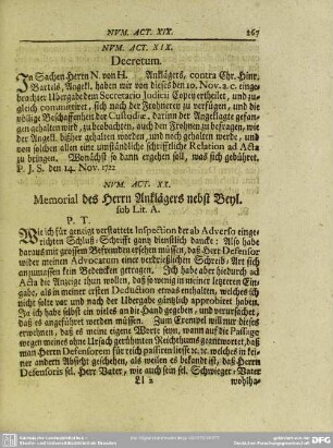 Num. Act. XIX. Decretum