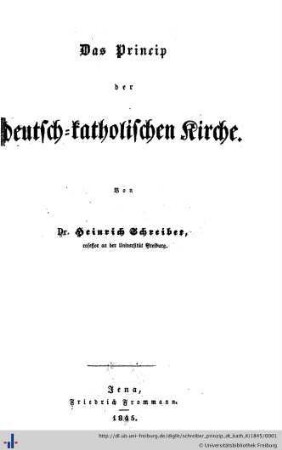 Das Princip der deutsch-katholischen Kirche