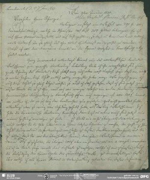 Eigenh. Brief von Dorothea von Schlegel an August Wilhelm von Schlegel, Wien, 09.01.1830
