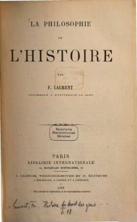 La philosophie de l'histoire