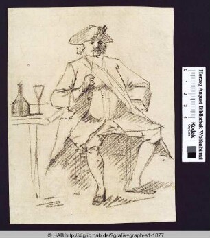 Ein rauchender Mann mit einem Glas Wein