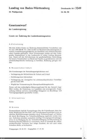 Gesetzesänderung Landesbeamtengesetz