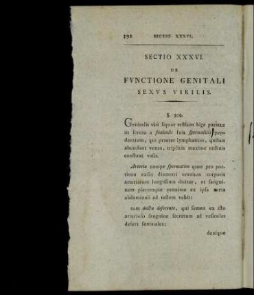 Sectio XXXVI. De Functione Genitalis Sexus Virilis
