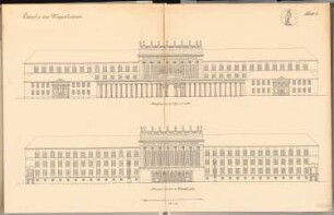 Kriegsakademie Schinkelwettbewerb 1911: Ansichten Hauptfassade 1:150
