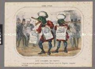 Les Canards de Vienne - Karikatur auf Zeitungsenten zum Österreichisch-Italienischen Krieg (Schlachten bei Magenta und Solferino)