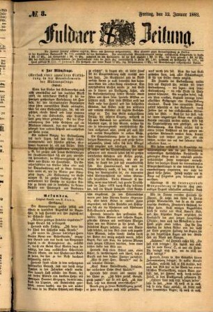 Ausgabe vom Freitag, den 12. Januar 1883.