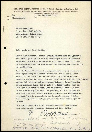B. Ebhardt an W. Schaefer