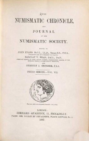 The numismatic chronicle. 7. 1887
