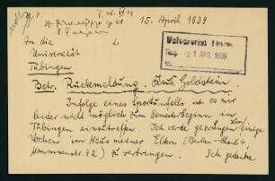 Postkarte über Benachrichtigung über Sportunfall
