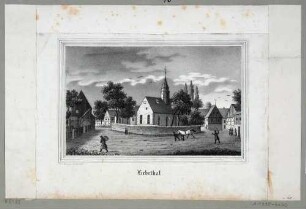 Kirche und Ortsansicht von Liebethal bei Lohmen in der Sächsischen Schweiz, aus Sachsens Kirchen-Galerie von Hermann Schmidt 1840 Bd. 4